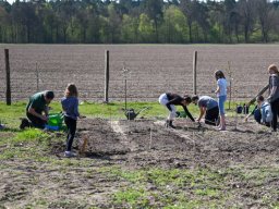 Auftakt im Schulgarten - Erste Pflanzaktion im Sonnenschein